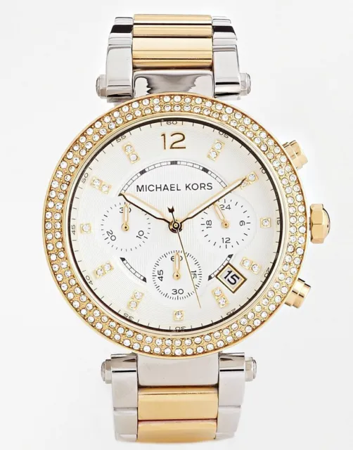 Michael Kors MK5626 Parker Two Tone Ladies Stainless Chrono Watch + Gift Bag
