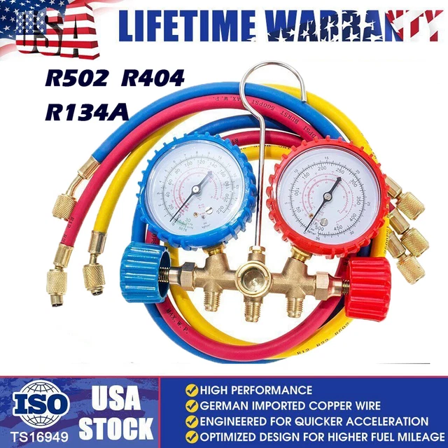 MANIFOLD GAUGE SET R134A R22AC R410A A/C Charging Hose Air Conditioner