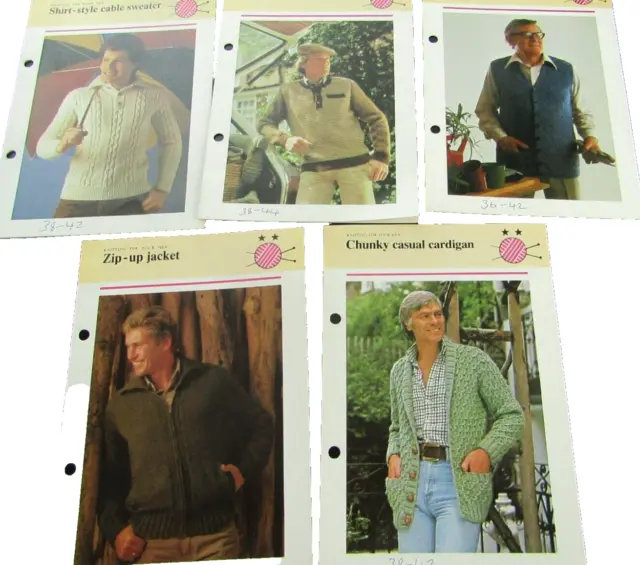 Joblot Bundle of Men's Man's Sweaters, Cardigan, Jacket Knitting Patterns