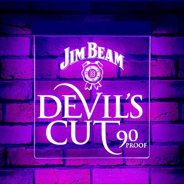Jim Beam Devils Cut LED Sign,Edgelit,Bar,Mancave,Led,Remote Control,Light,Gift