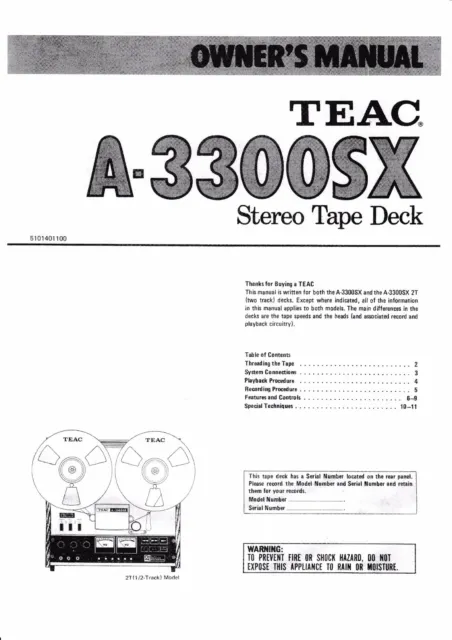 TEAC BULK ERASER E-2A Reel > Reel Owner's Manual Pdf Download Scan From  Original £6.30 - PicClick UK