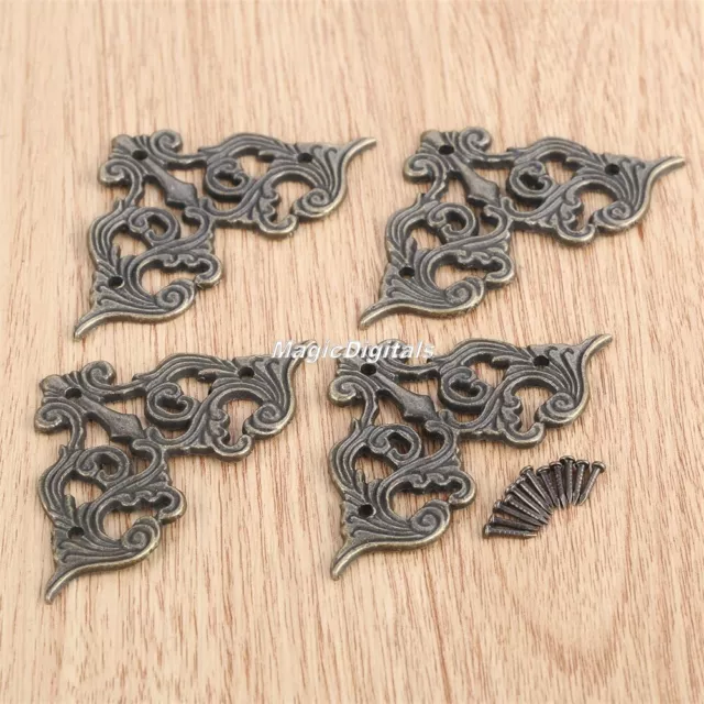 4x Metal Corner Protectors Plate Butterfly Decorative Guard Desk Box Edge Cover