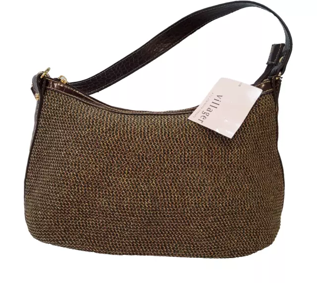 VILLAGER LIZ CLAIBORNE Vintage Tweed Brown Shoulder Bag Handbag