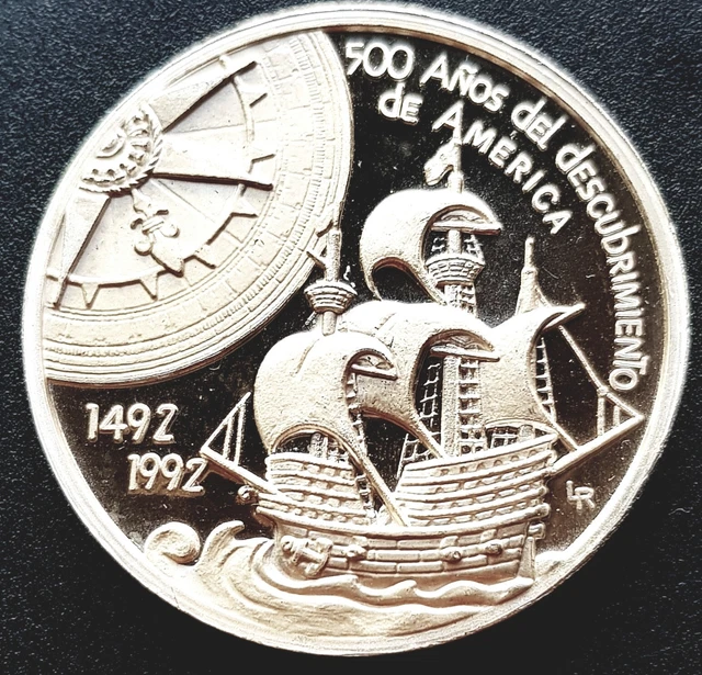 UNC 1992 PROOF 500 AÑOS AMERICA by Lorenzo Rafael SILVER 50g Bancomer VERY NICE!