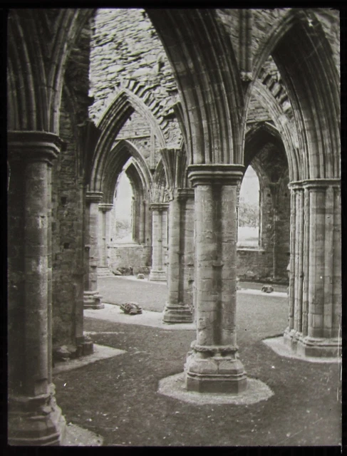 Glass Magic Lantern Slide VIEW FROM NORTH TRANSEPT TINTERN ABBEY C1910 PHOTO