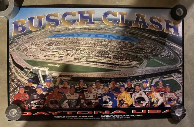 Vintage 1995 Busch Clash Daytona Nascar Poster Earnhardt Winner ( 34 x 21.5)