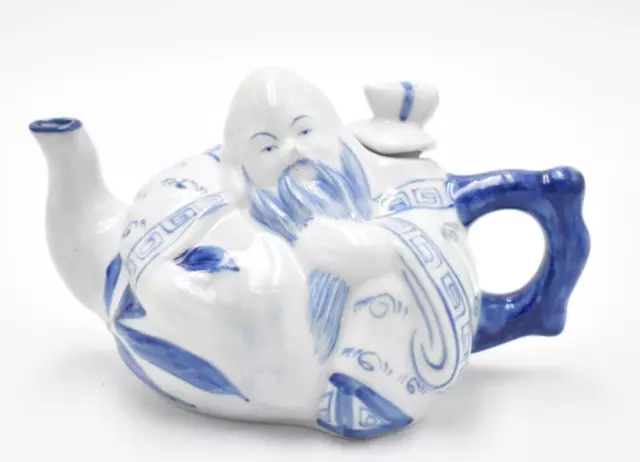 Vintage Chinese Blue and White Teapot Novelty Decorative Collectible