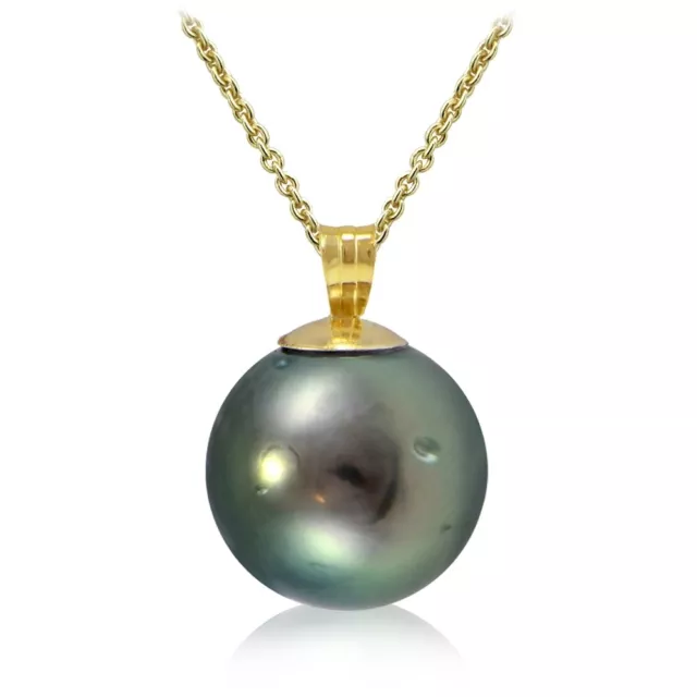 14K Yellow Gold Tahitian 12mm Cultured Pearl Necklace