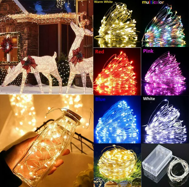 Battery LED Fairy Lights 2M-10M Xmas String Light Party Micro Rice Wire Copper 2