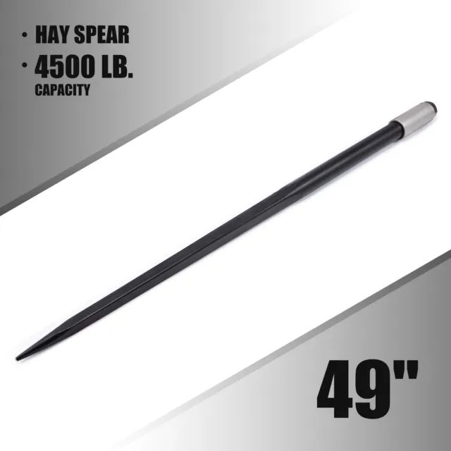 49 In. Hay Bale Spear 4500lb Cap Quick Attachment w Sleeve Nut for Factory Farm