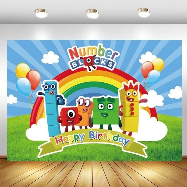 NUMBERBLOCKS BACKDROP BABY Shower Kids Birthday Party Photo Background ...
