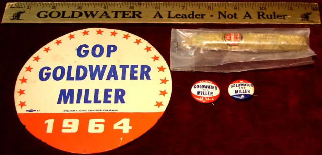 (5) 1964 Arizona Senator Barry Goldwater Political Campaign Items