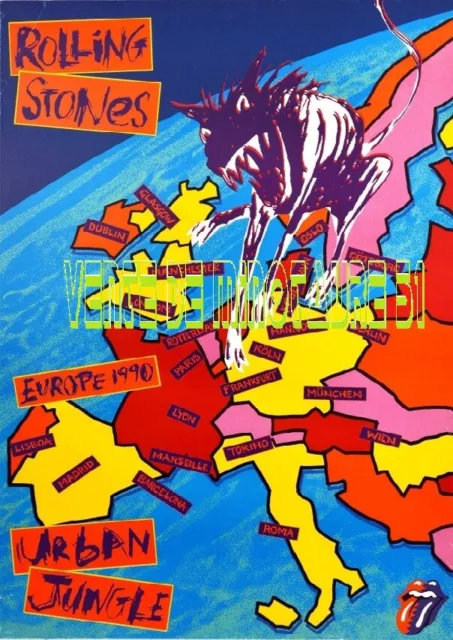 Rock - Rolling Stones Urban Jungle Europe Tour 1990- affiche plastifiée