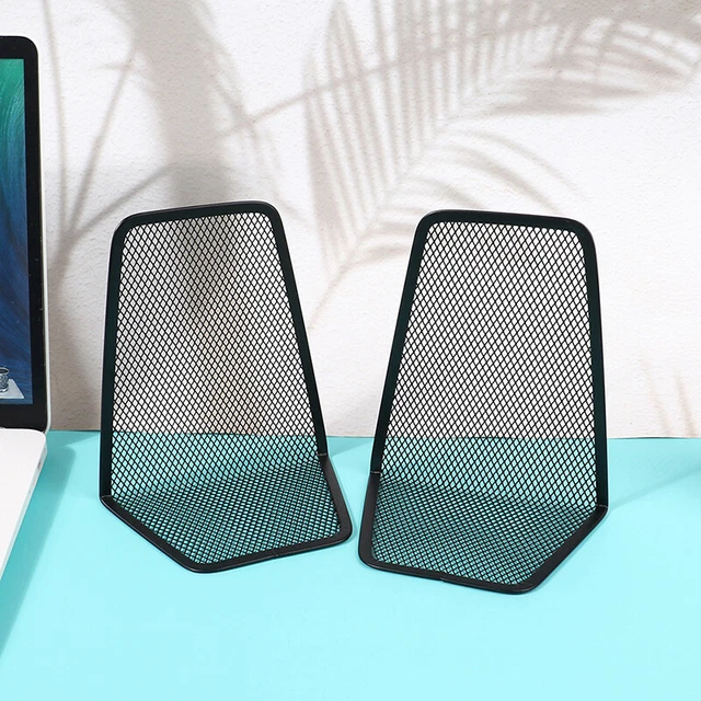 1 Pair Metal Mesh Desk Organizer Desktop Office Accessories Home Book Holder