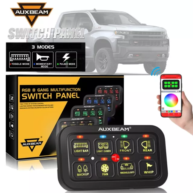 Auxbeam RGB 8 Gang Light Switch Panel Circuit System For Chevrolet Silverado