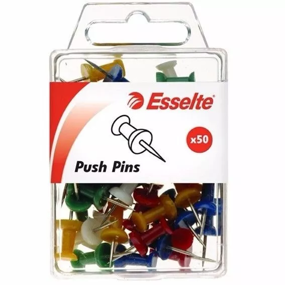 Esselte Assorted Colours Drawing Push Pins Box of 50 - 45110