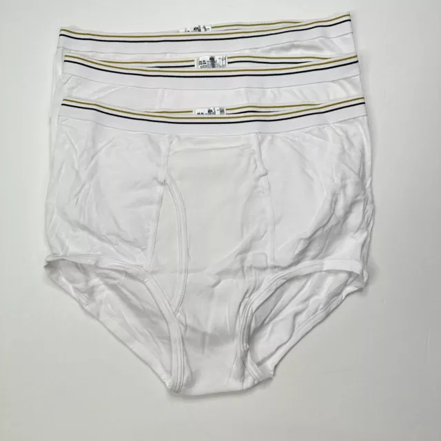 VTG STAFFORD MENS Full Cut White Briefs Underwear Sz 44 Satin Label 3 ...