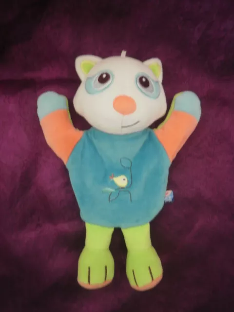 Doudou MARIONNETTE PANDA OURS BLEU ORANGE VERT OISEAU SUCRE D'ORGE