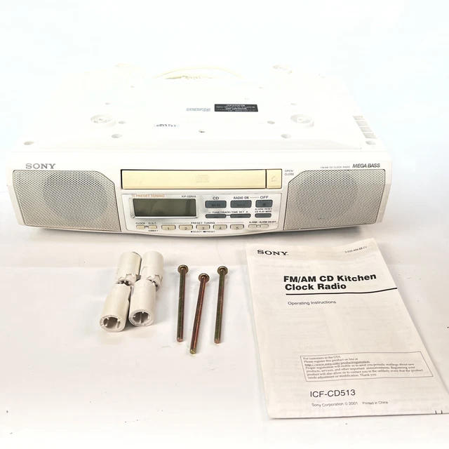 SONY ICFCD513 UNDER Counter Clock Radio AM/FM CD Mega Bass W
