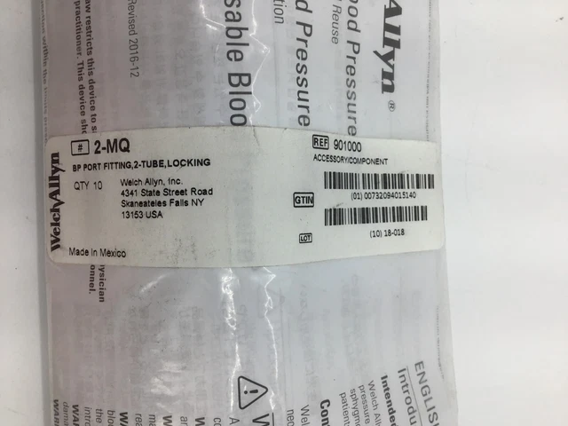 Welch Allyn 2-MQ / 901000 BP Port Fitting, 2-Tube, Locking NEW
