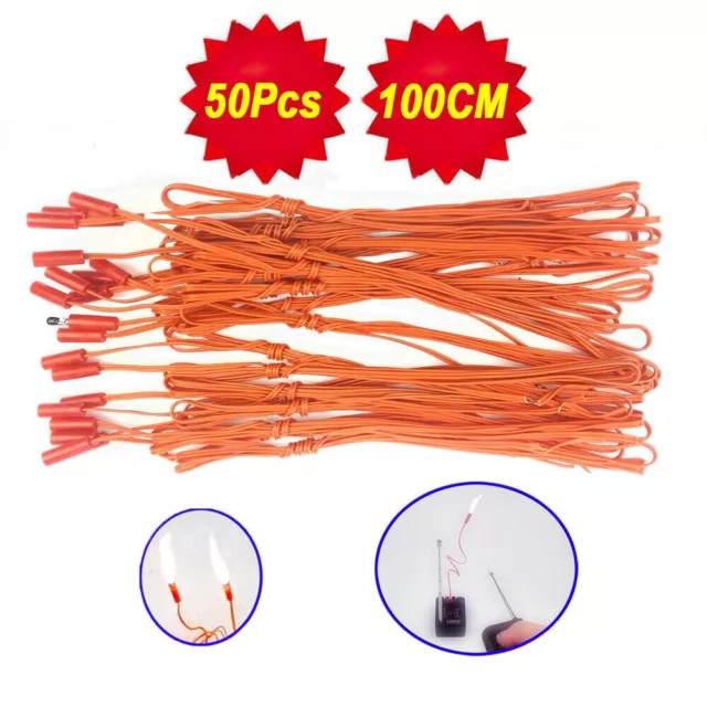 50 pcs 1M/39.37in Connecting Wire for Fireworks Firing System Igniter Orange