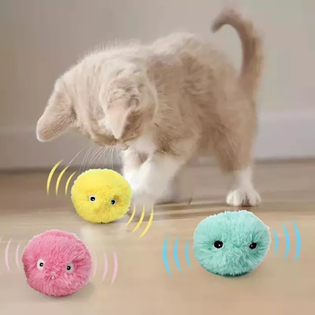 Balle électrique en peluche interactive pour chat, jouet d'entraînement.