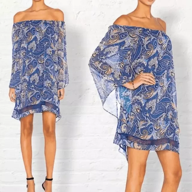 Alice + Olivia Cari Blue Mosaic Paisley Dress Women’s Medium