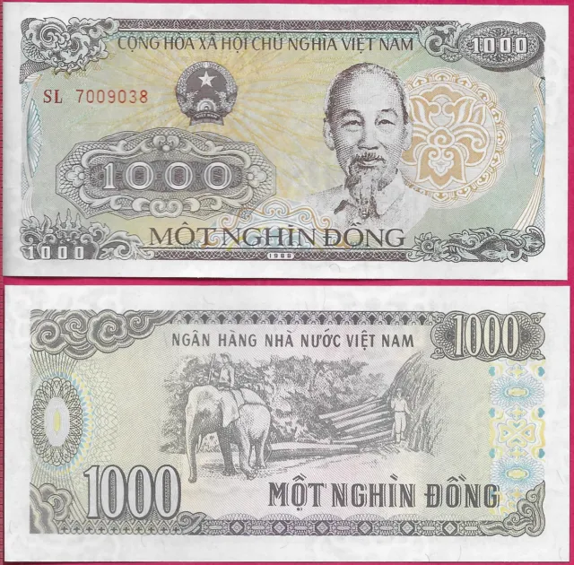 Vietnam Socialist 1000 Dong 1988 Unc Prefix Sl, Ho Chi Minh And (1890-1969)Elep
