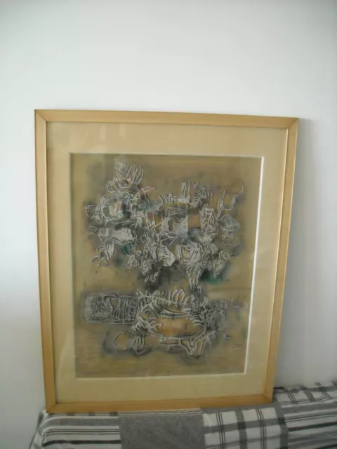 sérigraphie abstraite signée David Peretz et datée de 1963