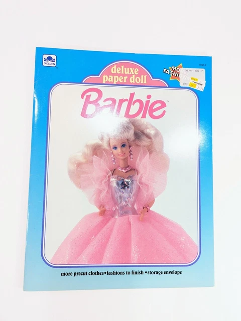 VTG Barbie Paper Doll Deluxe 1992 10” Golden Precut + Fashion To Finish 1690-2