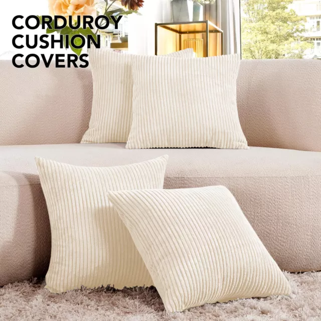 Stripe Velvet Cushion Covers 18x18" Square Sofa Throw Pillow Cases Pack of 1,2,4 3