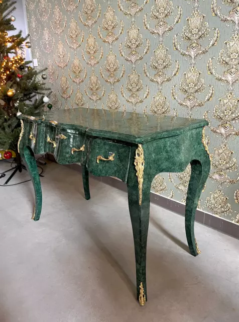 Retro Baroque Rococo Handmade Style Wooden Green Table French Antique Style 3