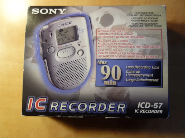 **VINTAGE** SONY ICD-57 IC RECORDER, Looks NEW, in Original Box, Made in JAPAN