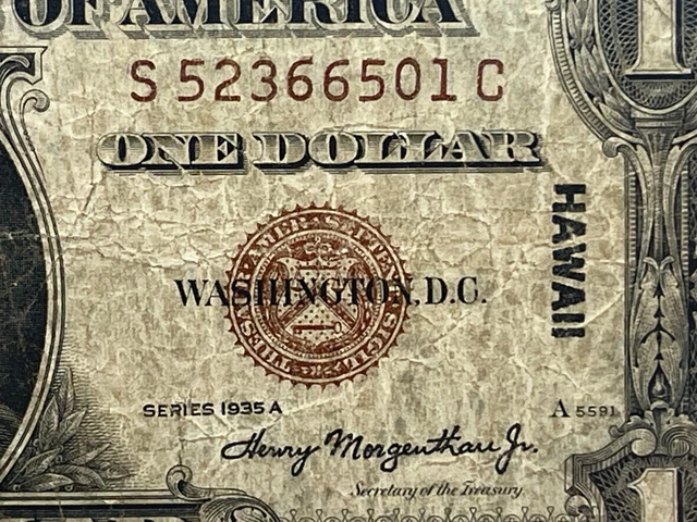 Series 1935 A HAWAII Note One Dollar Brown Seal S52366501C Front Plate A5591