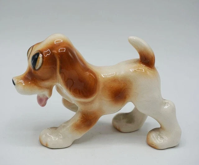 Figurine De Chien Ancienne En Porcelaine Blanche - Caniche Décoratif Style Art Déco