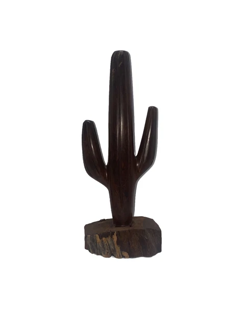 Vtg Carved Ironwood Cactus Statue Sculpture 12”Southwestern Folk Art Saguaro