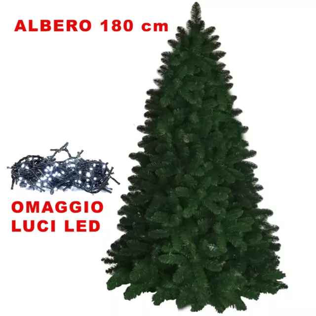 Albero di Natale Alpino TOP cm 180 con 554 Rami + Luci Led Omaggio