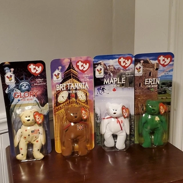 NWT Set of four Glory, Britannia, Maple, and Erin Ty Beanie Babies Mini 1990s