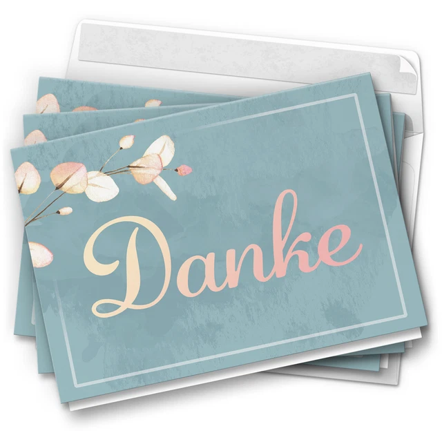 10 Dankeskarten mit Umschlag Klapp Karte zum Danke sagen Danksagung bedanken