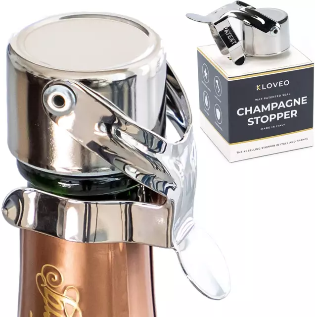 Champagne Stoppers by  - Patented Seal (No Pressure Pump Needed) Made in Italy -