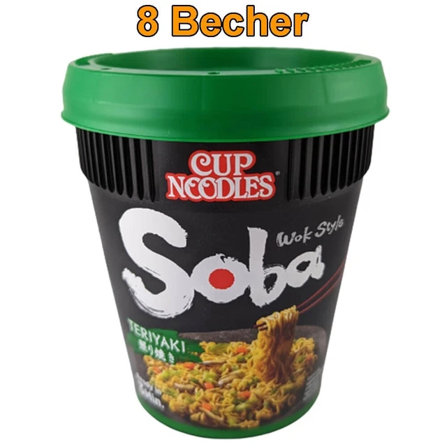 NISSIN SOBA CUP Noodles Wok Style Teriyaki 8er Pack (8 x 90g) Instant
