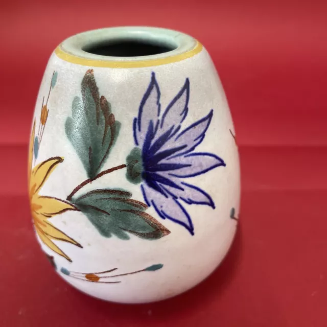 Vintage Small Hand Painted Gouda Holland Flora bud Vase 4” Tall 1041 Fiona Daisy 3