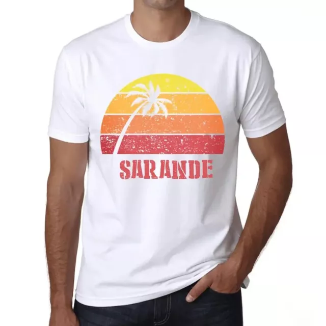 Camiseta Estampada para Hombre Palma, Playa, Puesta De Sol En Sarande – Palm,
