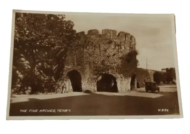Tenby, 'The Five Arches', Real Photograph Postcard. Pembrokeshire. Wales