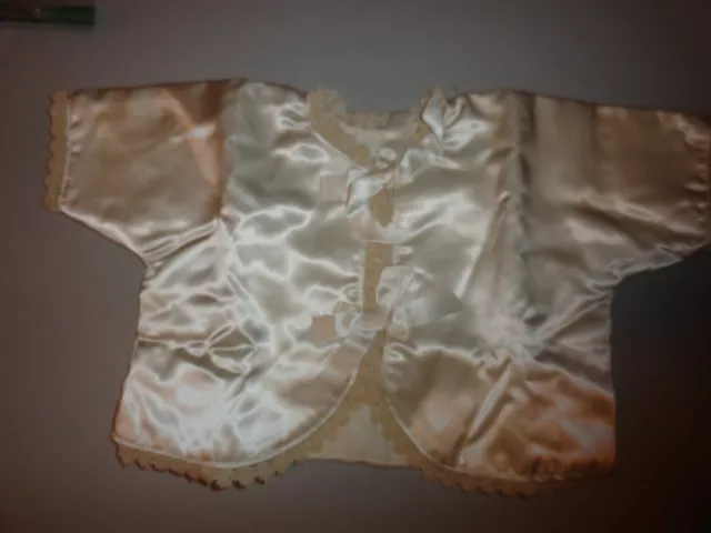 Vintage White Satin Flannel Lined Baby Jacket Old