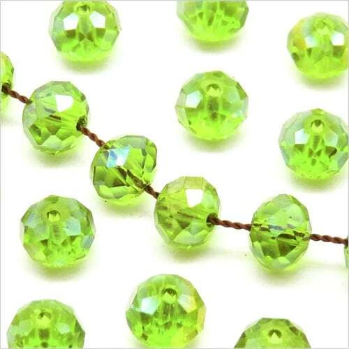 Lot de 20 Perles à Facettes Rondelles en cristal 8x6mm Vert