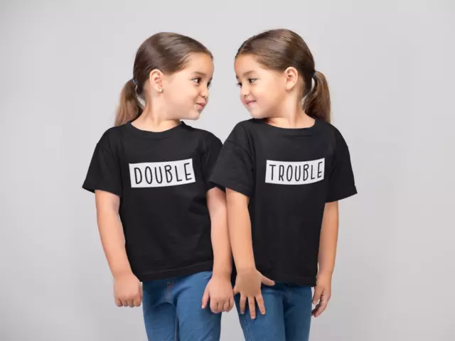 T-shirt bambini doppio problema gemelli grande fratello sorella fratello