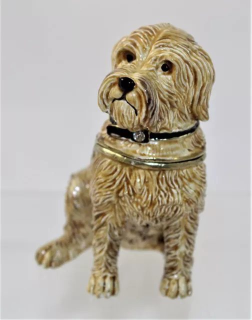 JERE Bejeweled Enamel Wheaten Terrier  Dog Giftware Trinket Box w/ COA