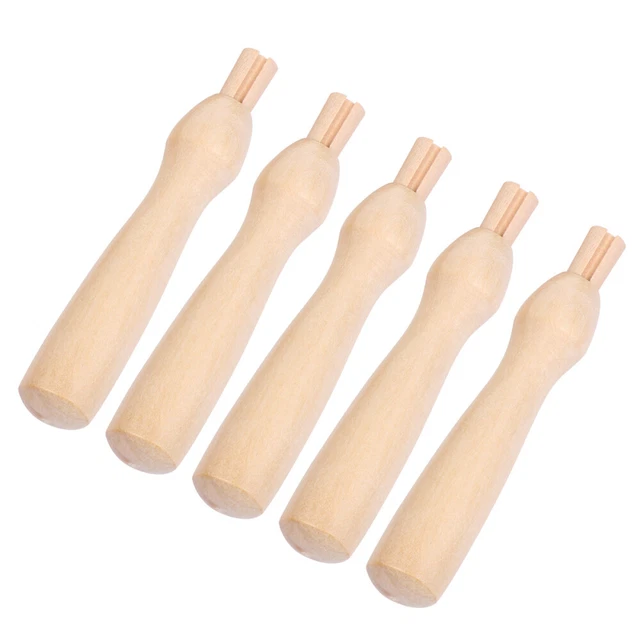 5 PIEZAS Mango de madera Poke bambú soporte de aguja punzón mango de madera fieltro