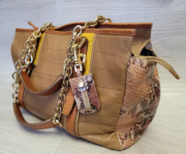 Rare Longchamp Bag More Is More Snake and Croc Embossed Calfskin Leather Chains